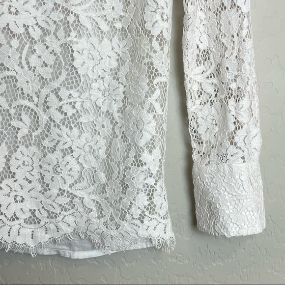 ATM Anthony Thomas Melillo Floral Lace Sheer Panel shirt button up size XS - Picture 8 of 11